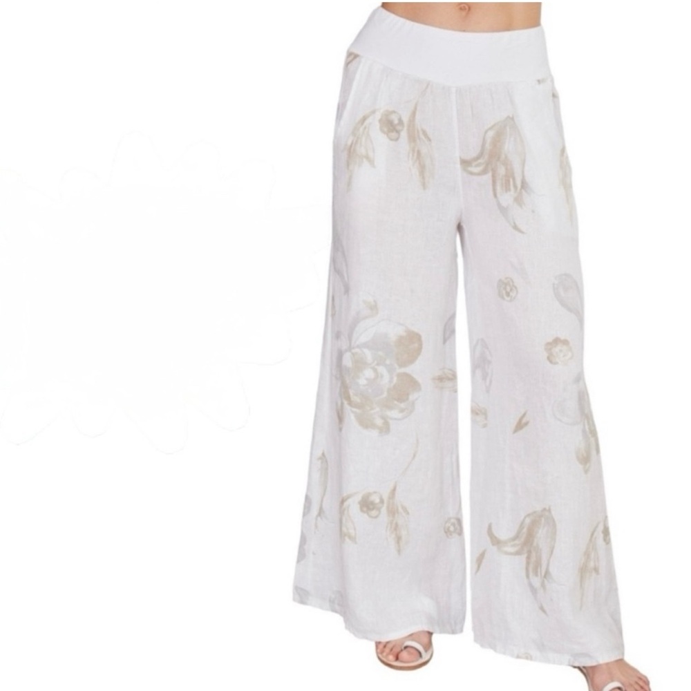 ๐ 140 Made in Italy - Venti6 100% linen wide leg pants - Picture 1 of 3